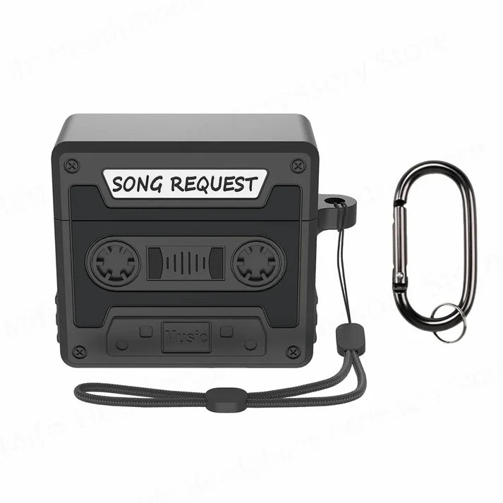 3D Cassette Tape For AirPods with Active Noise Cancellation with Keychain & Lanyard Cartoon Funny Soft Silicone Case